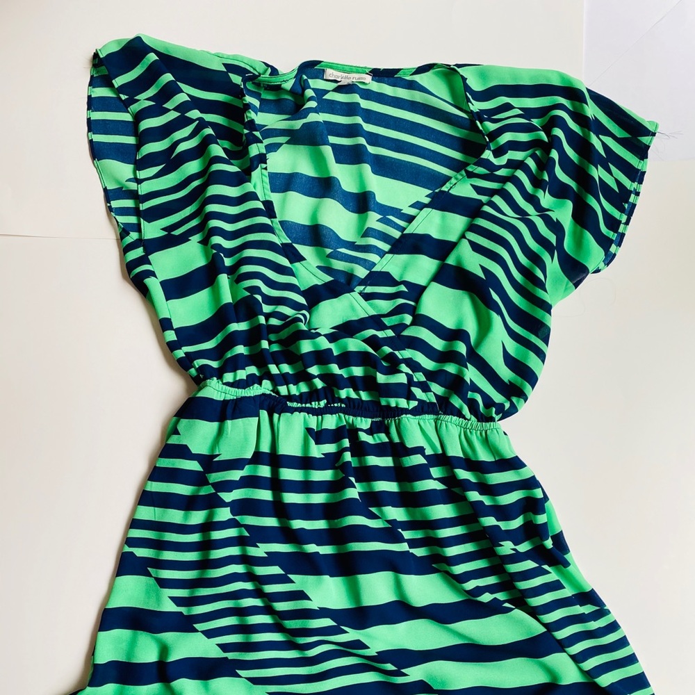 Charlotte Russe Dress - Green with Blue Stripes